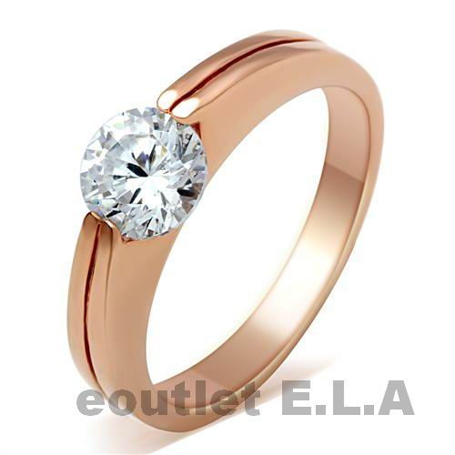 1.25CT CZ SOLITAIRE ROSE GP RING-size4/8/9